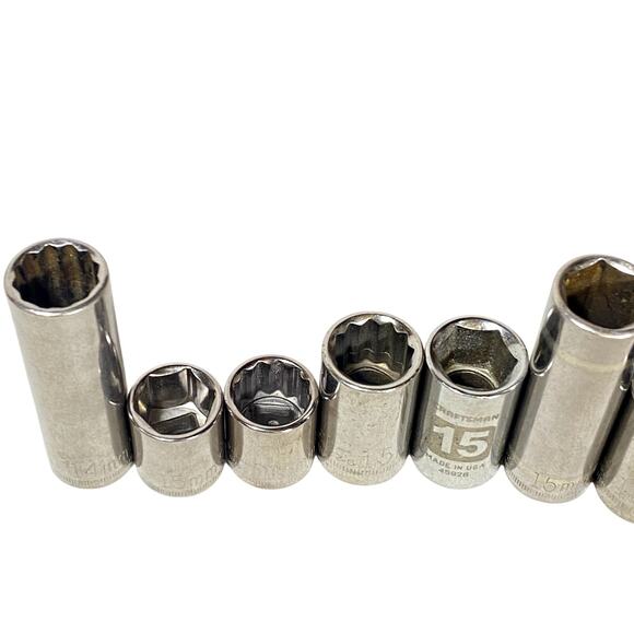 Craftsman 20 Pc Socket Set 1/4" 1/2" Drive Metric 6 Pt 12 Pt Deep Shallow Lot - Picture 7 of 11
